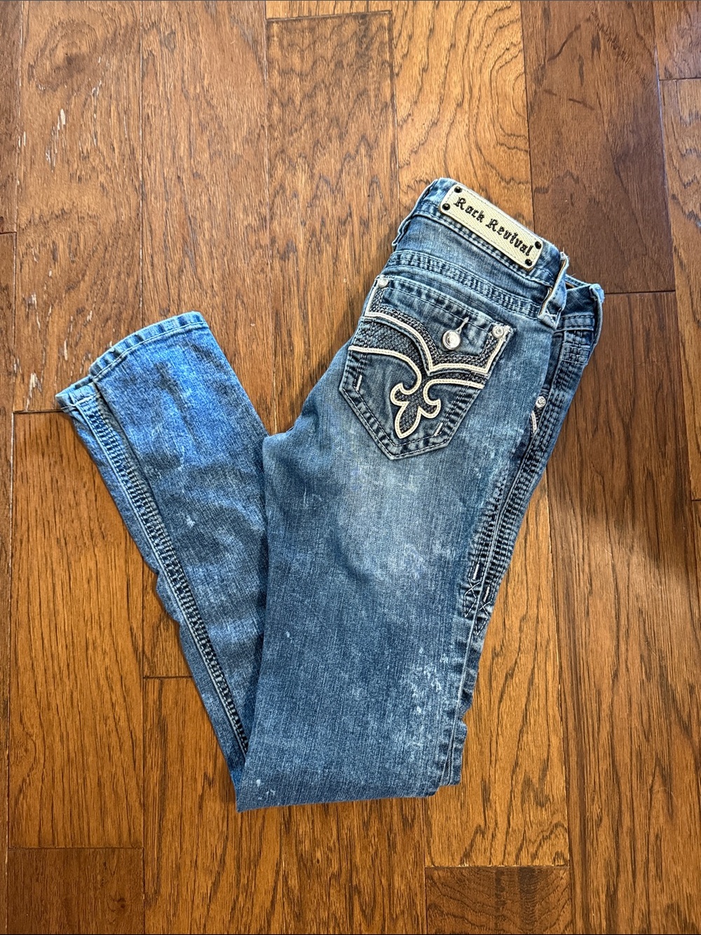 Rock Revival Men's Distressed Light Blue Slim Straight Jeans